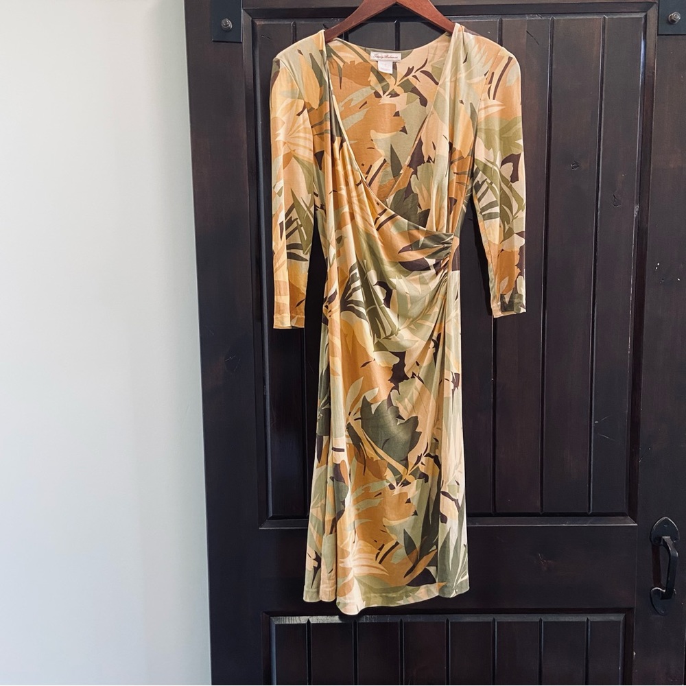 Tommy Bahamas Palm tree print silk wrap dress